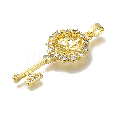 Rack Plating Brass Micro Pave Clear Cubic Zirconia Pendant Settings KK-H485-04G-1
