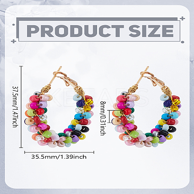 1 Pair Alloy Glass Seed Beads Hoop Earrings EJEW-LP0003-65A-1
