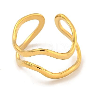 Ion Plating(IP) 304 Stainless Steel Irregular Open Cuff Ring for Women X-RJEW-A043-26G-1