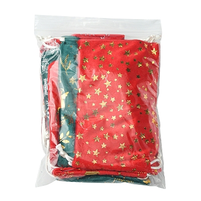 12Pcs 12 Styles Hot Stamping Christmas Velvet Storage Bags ABAG-FS0001-02-1