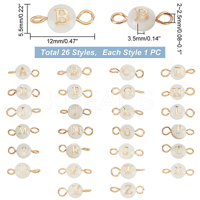 1 Set 26 Styles Natural Freshwater Shell Beads Connector Charms FIND-PH0008-08-1