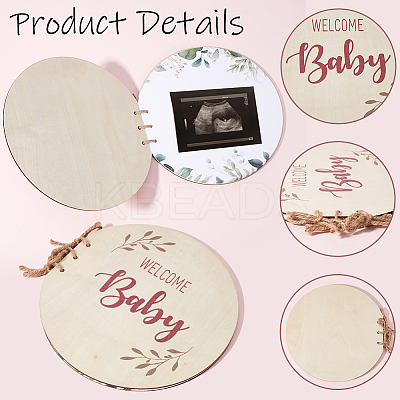Round with Word Welcome Baby Wood Baby Shower Guest Book Alternatives for Boy or Girl DIY-WH20002-58A-1
