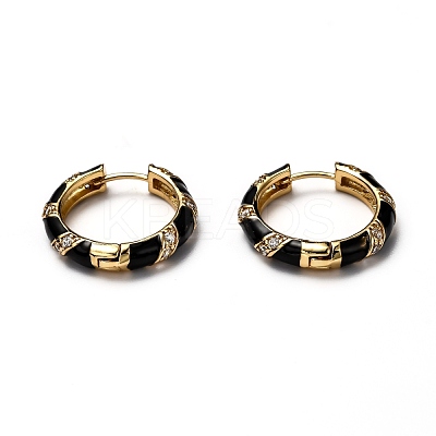 Brass Micro Pave Clear Cubic Zirconia Huggie Hoop Earrings EJEW-H121-22G-1