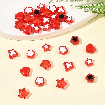 200Pcs 6 Styles Transparent & Opaque Acrylic Beads TACR-FS0001-54F-1
