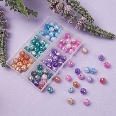 6 Colors Opaque Baking Paint Crackle Glass Beads Strands EGLA-YW0001-21-1