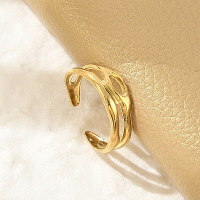 Hollow Out 304 Stainless Steel Cuff Rings for Women LS-RJEW-G338-23G-1