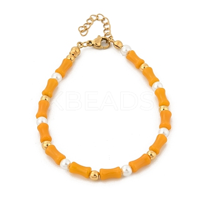 304 Stainless Steel Beaded Bracelets for Women BJEW-M056-08G-02-1