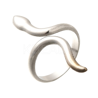 Snake 304 Stainless Steel Open Cuff Rings for Women RJEW-M046-02P-1