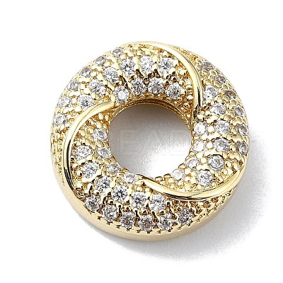 Rack Plating Brass Micro Pave Clear Cubic Zirconia Beads KK-U014-03G-1