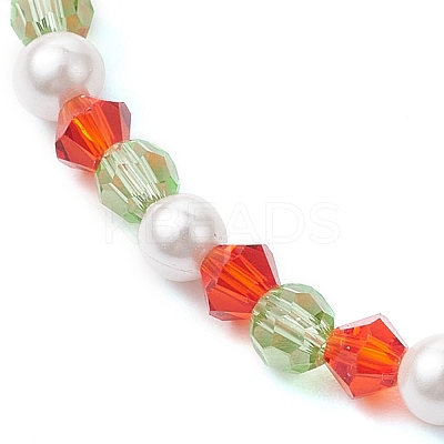 Faceted Bicone Imitation Austrian Crystal & Round Shell Pearl Beaded Bracelets for Women BJEW-JB10770-1