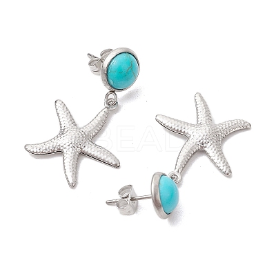 304 Stainless Steel Dangle Stud Earrings EJEW-JE06302-03-1