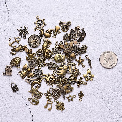 Tibetan Style Alloy Pendants TIBEP-YW0001-07AB-1