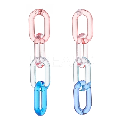 2Pair 2 Color Candy Color Acrylic Cable Chain Tassel Dangle Stud Earrings for Women EJEW-JE04769-1