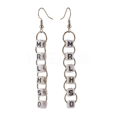 Word Ivrhes Long Brass Dangle Earrings for Women EJEW-JE04753-1