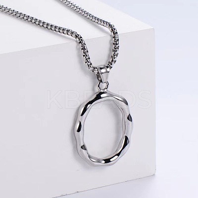 3Pcs 304 Stainless Steel Textured Letter Pendant Box Chain Necklaces LW4134-41-1