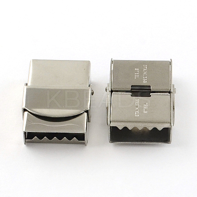 Tarnish Resistant Smooth Surface 201 Stainless Steel Watch Band Clasps STAS-R063-84-1