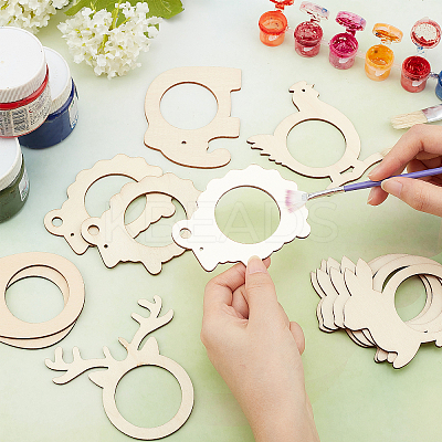 24 Pcs 6 Styles Wood Napkin Rings AJEW-GF0002-75-1