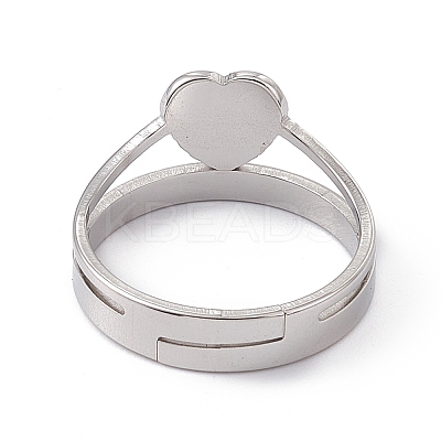Non-Tarnish 201 Stainless Steel Heart Adjustable Ring for Women RJEW-K238-04P-1