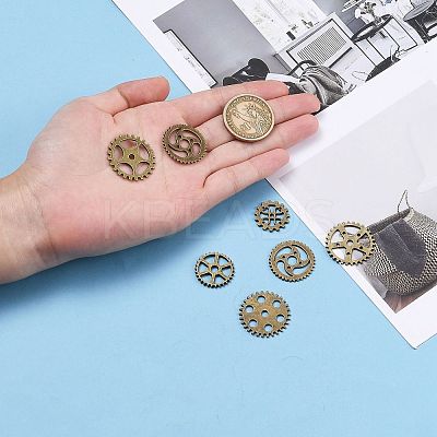 Metal Alloy Steampunk Gear Charms Connectors Cog Pendants TIBEP-X0021-01AB-FF-1