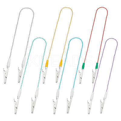 6Pcs 6 Colors Stainless Steel Dental Lab Bib Clip AJEW-BC0008-84-1