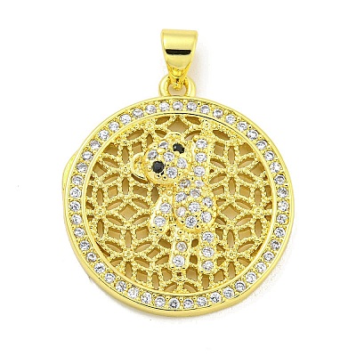 Rack Plating Brass Micro Pave Clear Cubic Zirconia Pendants KK-B091-47G-1