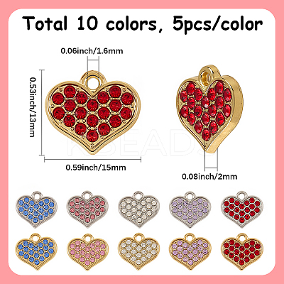 50Pcs 10 Colors Zinc Alloy Pendants FIND-SC0020-63-1