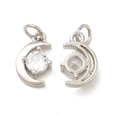 Rack Plating Brass Micro Pave Clear Cubic Zirconia Pendants KK-E081-11P-1