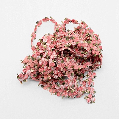 Flower Polyester Trim Ribbon X-OCOR-WH0057-18A-1