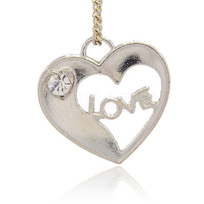 Cute Valentines Day Gift Ideas Platinum Plated Alloy Rhinestone Pendants ALRI-J088-01P-1