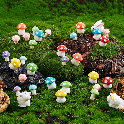 60Pcs Mushroom Resin Home Ornaments & Cabochons DJEW-OC0001-10-1
