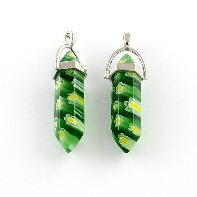 Millefiori Glass Pendants with Alloy Findings LK-R008-M01-1
