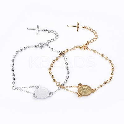 304 Stainless Steel Charm Bracelets BJEW-P258-16-1