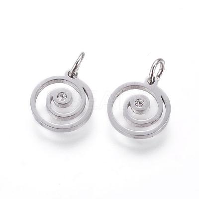 Eco-Friendly 316 Surgical Stainless Steel Micro Pave Cubic Zirconia Charms RB-I078-73P-NR-1