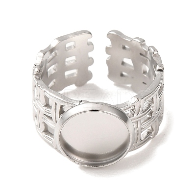 Woven Bezel 304 Stainless Steel Cuff Ring Components SA-CBAD8FA-01P-02-1