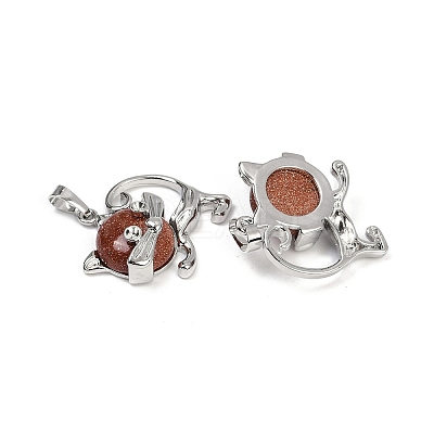 Synthetic Goldstone Kitten Pendants G-J386-C17-15-1
