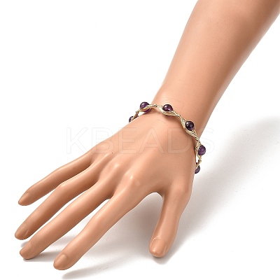 Healing Power Natural Amethyst Beaded Bracelets for Men Women X1-BJEW-TA00012-03-1