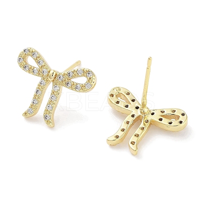 Brass Cubic Zirconia Stud Earrings for Women EJEW-S217-B04-1