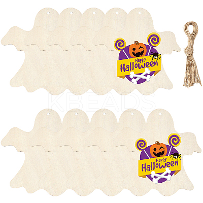 Halloween Theme Unfinished Wood Pendant Decorations HJEW-WH20003-47B-1