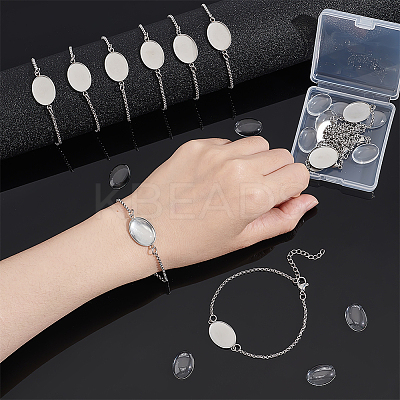 DIY Blank Oval 304 Stainless Steel Link Bracelet Making Kits BJEW-UN00003-1