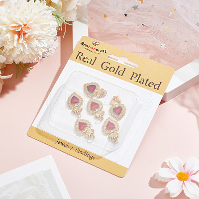 6Pcs Brass Micro Pave Clear Grade AAA Cubic Zirconia Pendants KK-BBC0015-32B-1
