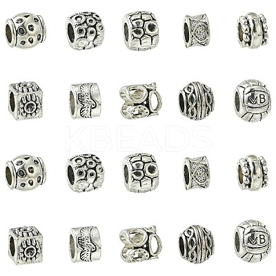 100Pcs 10 Styles Tibetan Style Alloy European Beads FIND-CJ0003-72-1