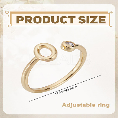 1Pc Brass Micro Pave Clear Cubic Zirconia Open Cuff Rings for Women RJEW-LP0002-37O-1