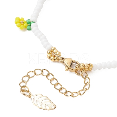 Floral Glass Seed Bead Charm Bracelets for Women BJEW-MZ00306-02-1