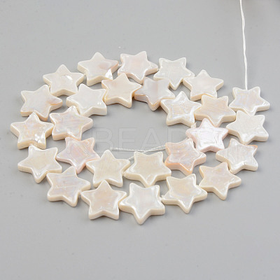 Electroplate Natural Freshwater Shell Beads Strands SHEL-T017-09B-1