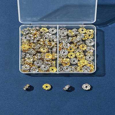 120Pcs 2 Colors Brass Crystal Rhinestone Spacer Beads RB-FS0001-06-1