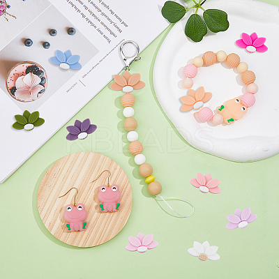 15Pcs 15 Colors Lotus Food Grade Eco-Friendly Silicone Beads SIL-DC0001-24-1