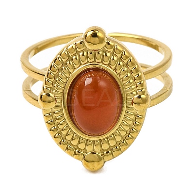 Oval Natural Carnelian Finger Rings RJEW-Q822-51G-02-1