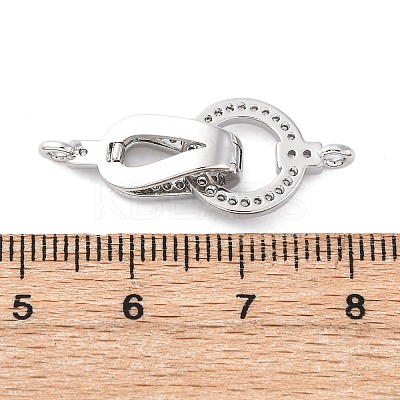Brass Clear Cubic Zirconia Fold Over Clasps KK-Z078-39P-1