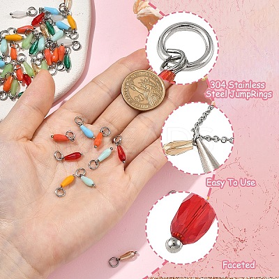 50Pcs 10 Colors Glass Pendants PALLOY-YW00184-1