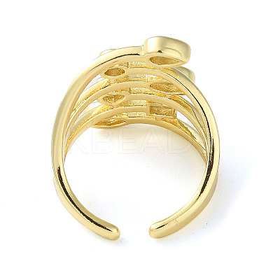 Eco-Friendly Brass Micro Pave Clear Cubic Zirconia Cuff Ring for Women RJEW-A025-01G-1